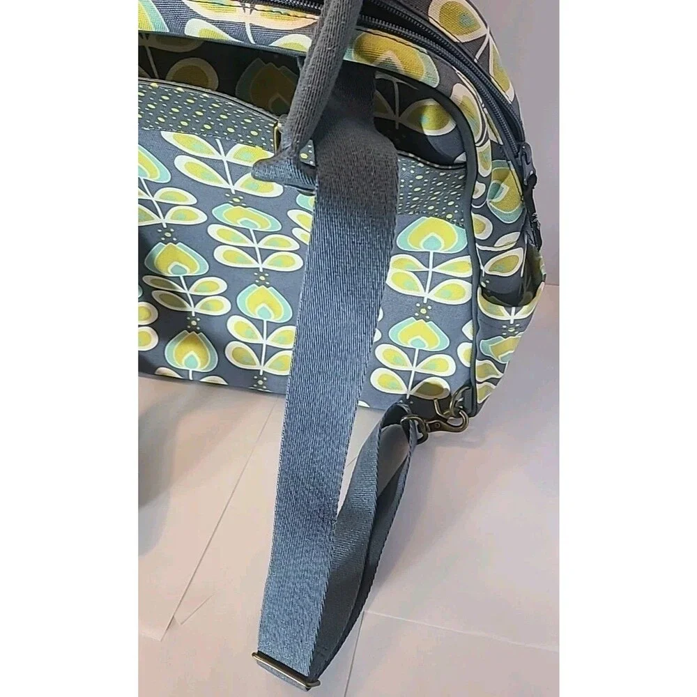 Petunia Pickle Bottom Sashay Satchel Backpack Diaper Bag Gray Blue Floral